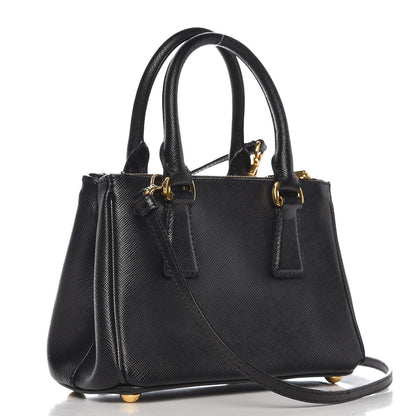 Prada Saffiano Micro Galleria Double Zip Tote Nero Black 3 of 9