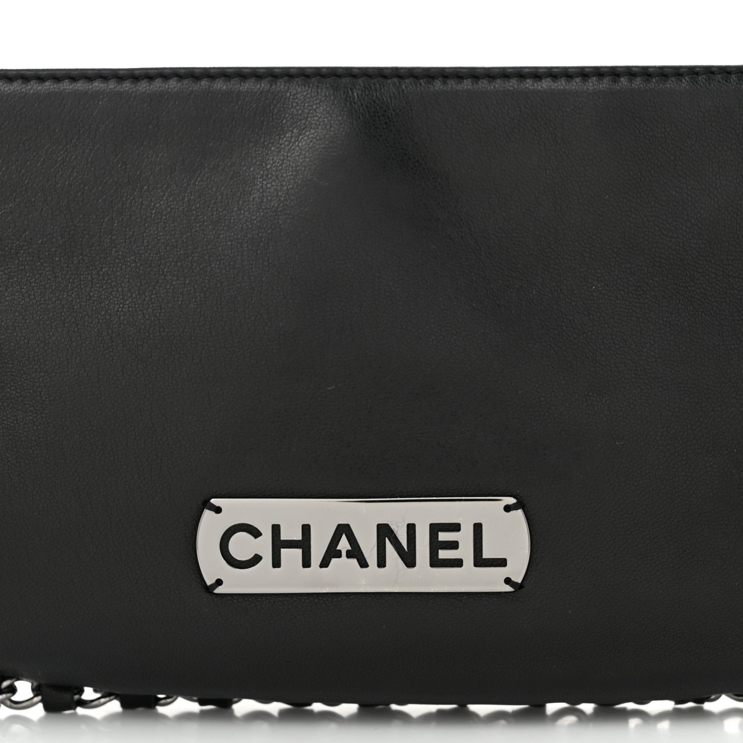 Chanel Calfskin Logo Pochette Black 8 of 10