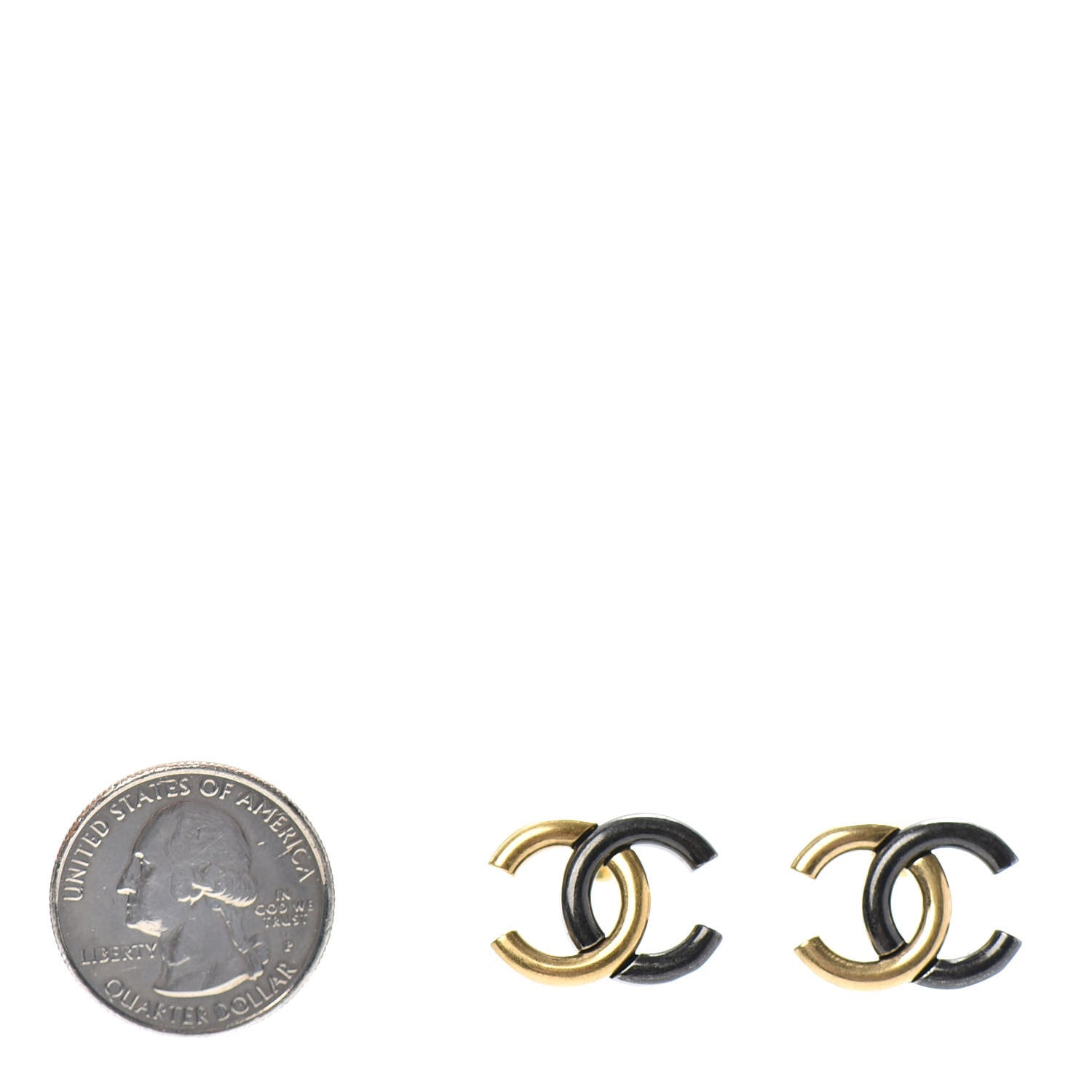 Chanel Metal CC Earrings Gold Ruthenium 2 of 4