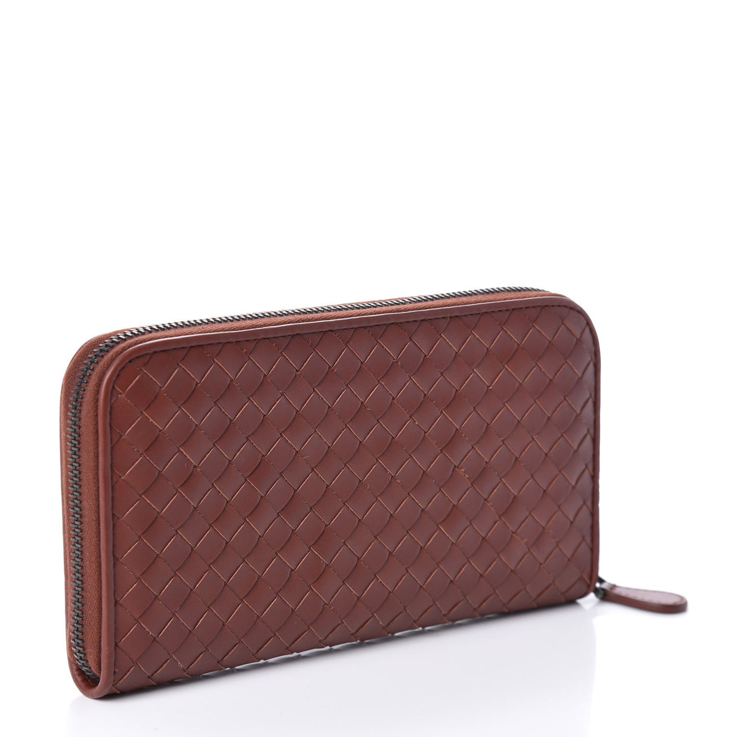 Nappa Intrecciato Zip Around Wallet Rust
