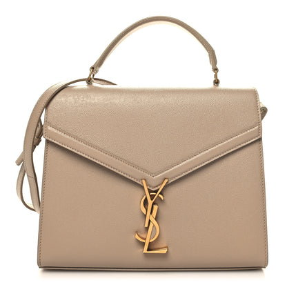 Saint Laurent Grain de Poudre Medium Classic Monogram Cassandra Top Handle Dark Beige 1 of 11