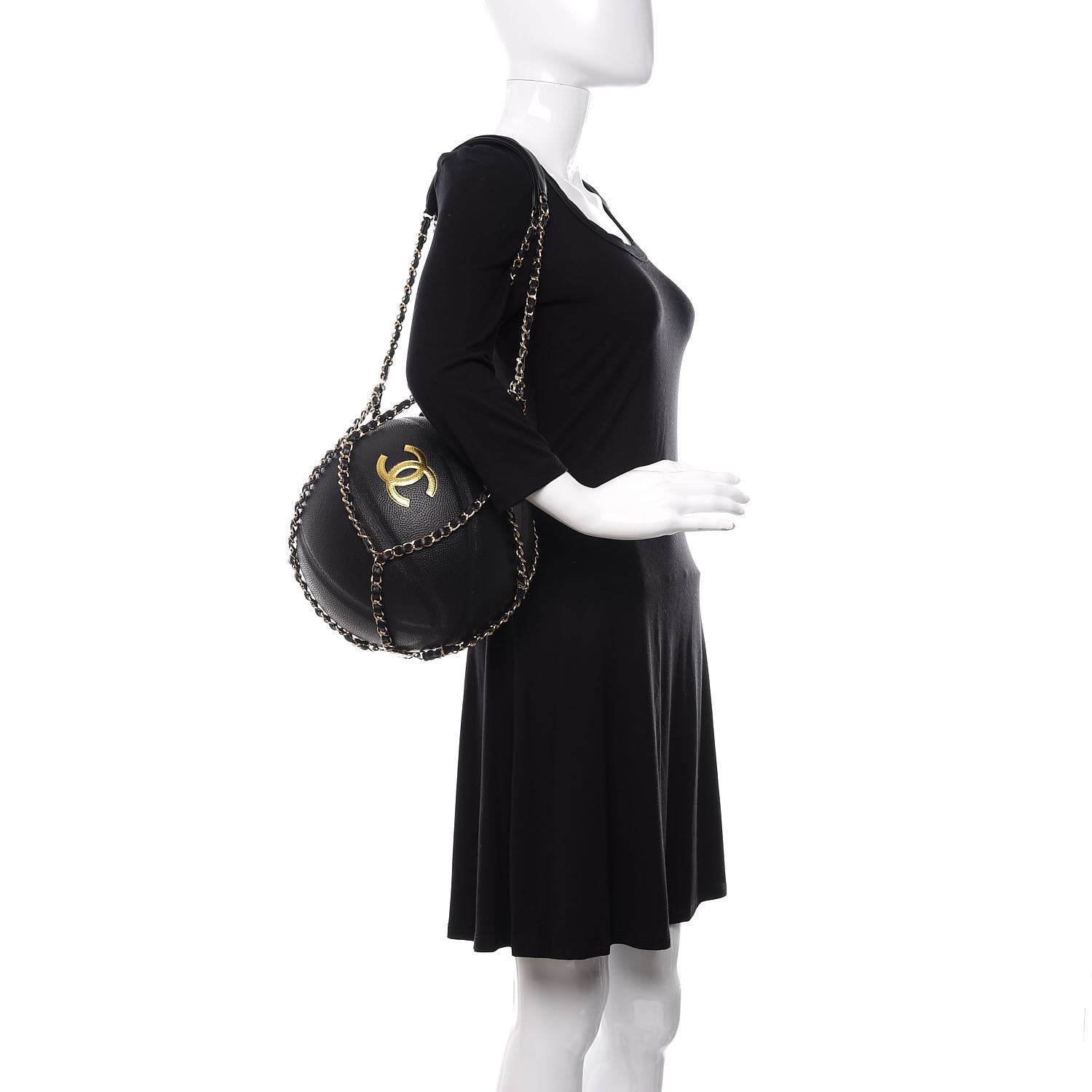 Chanel Lambskin Chain Net and Basketball Black Dark Gold 2 of 8