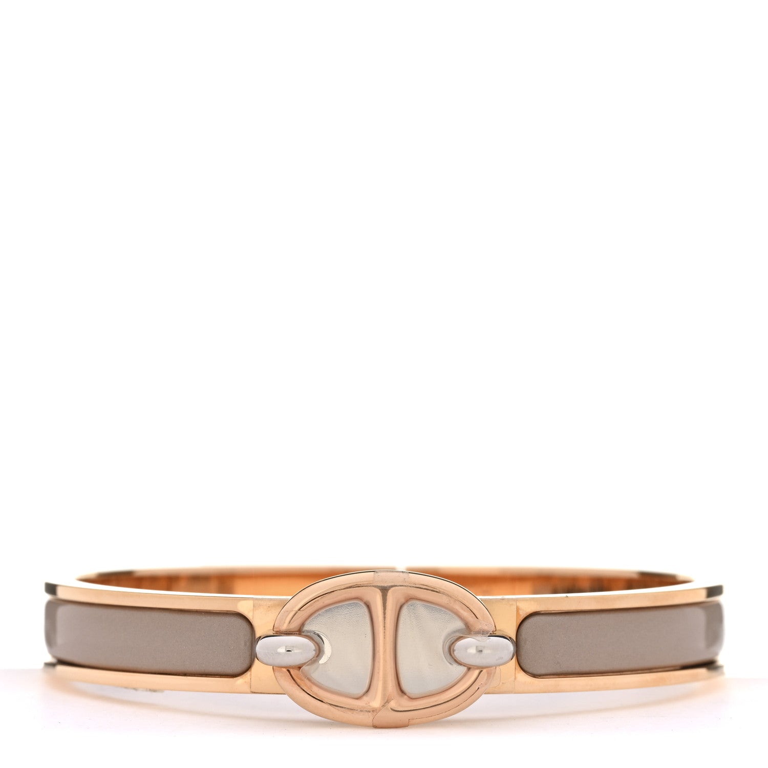 Hermes Enamel Mini Clic Chaine d'Ancre Bracelet GM Marron Glace 1 of 5