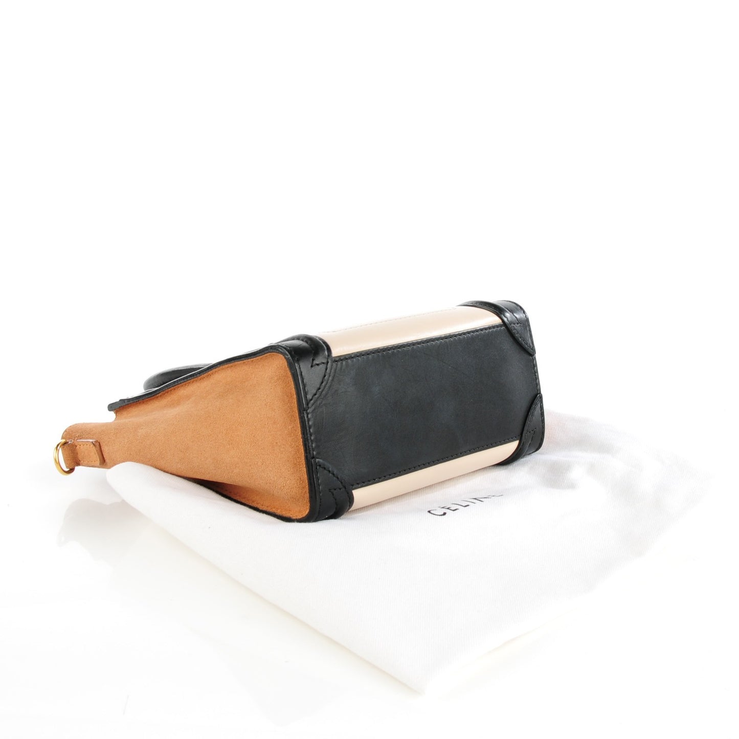 Satin Calfskin Calfskin Suede Nano Tri-Color Luggage Seashell
