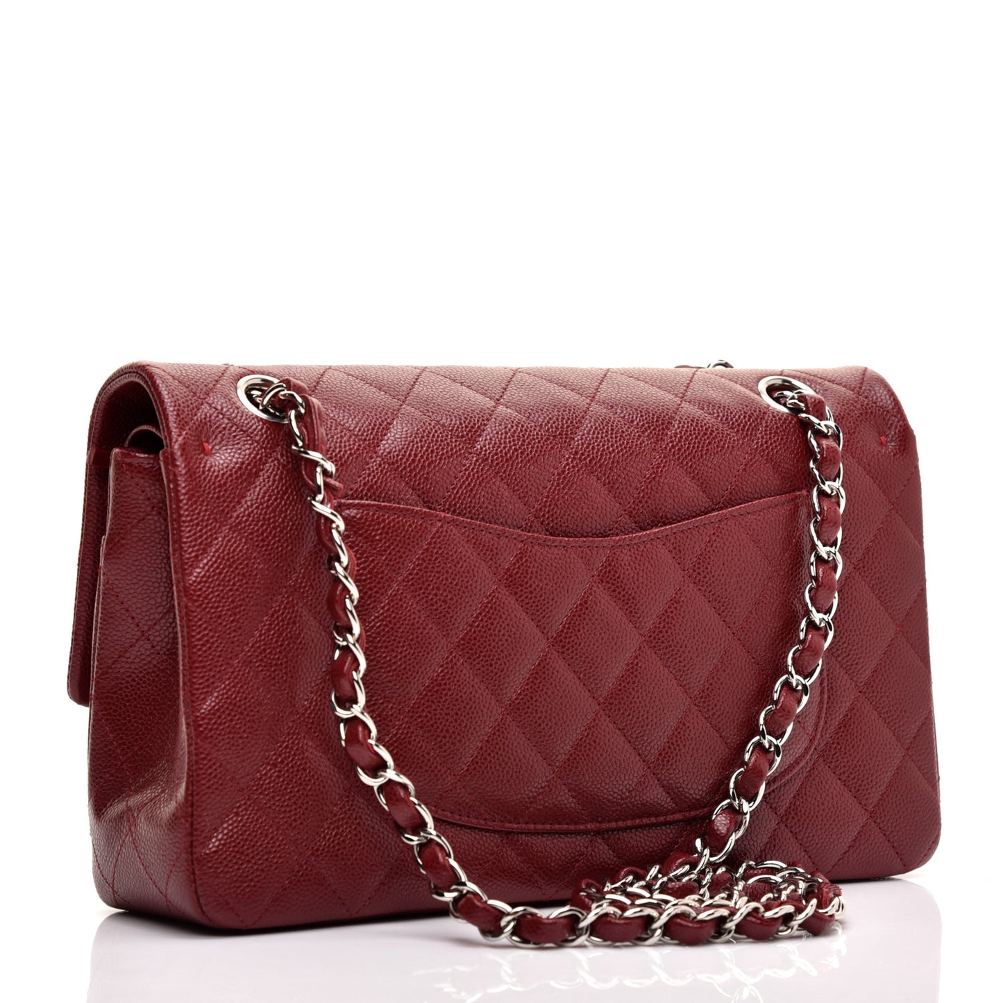 Caviar Quilted Medium Double Flap Burgundy