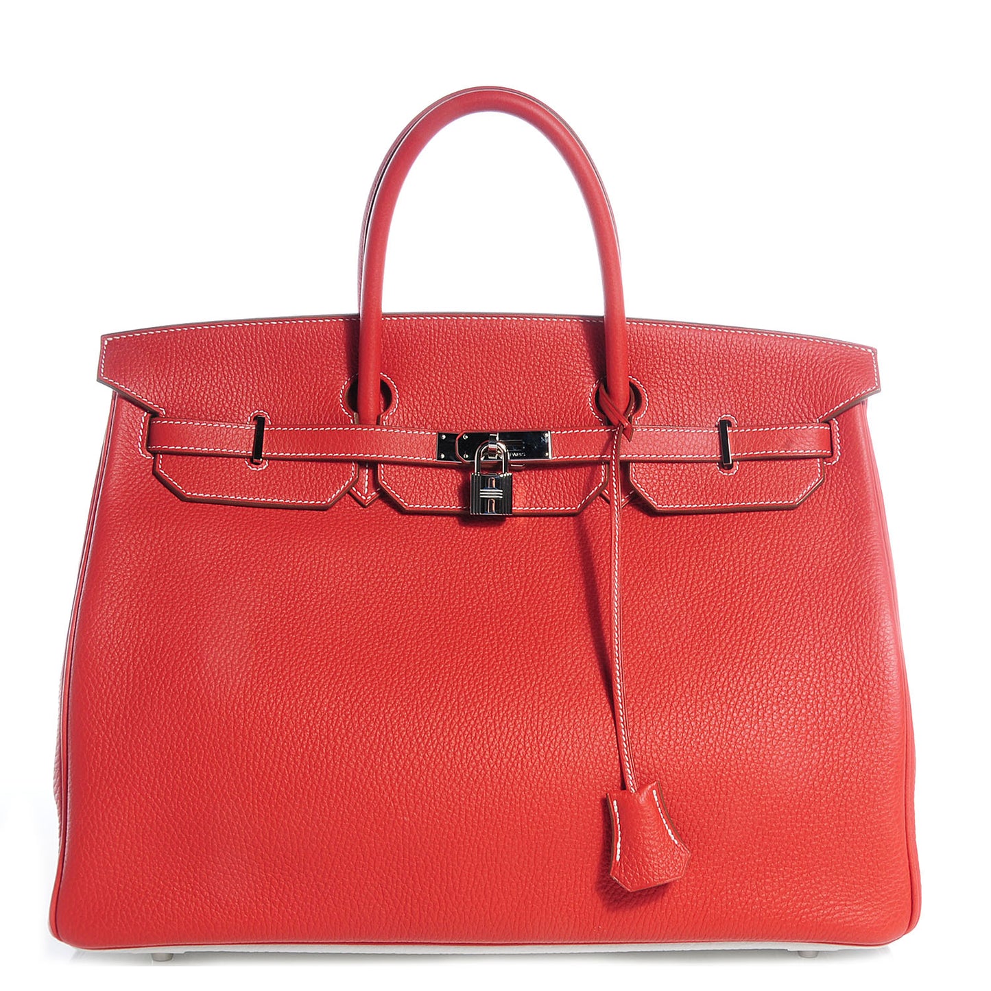 Taurillon Clemence Eclat Birkin 40 Sanguine White