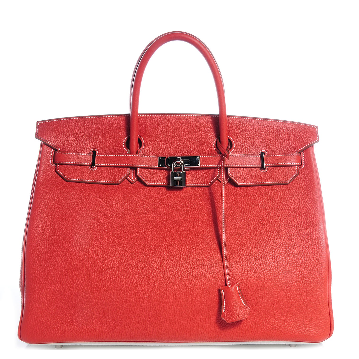 Hermes Taurillon Clemence Eclat Birkin 40 Sanguine White 1 of 20