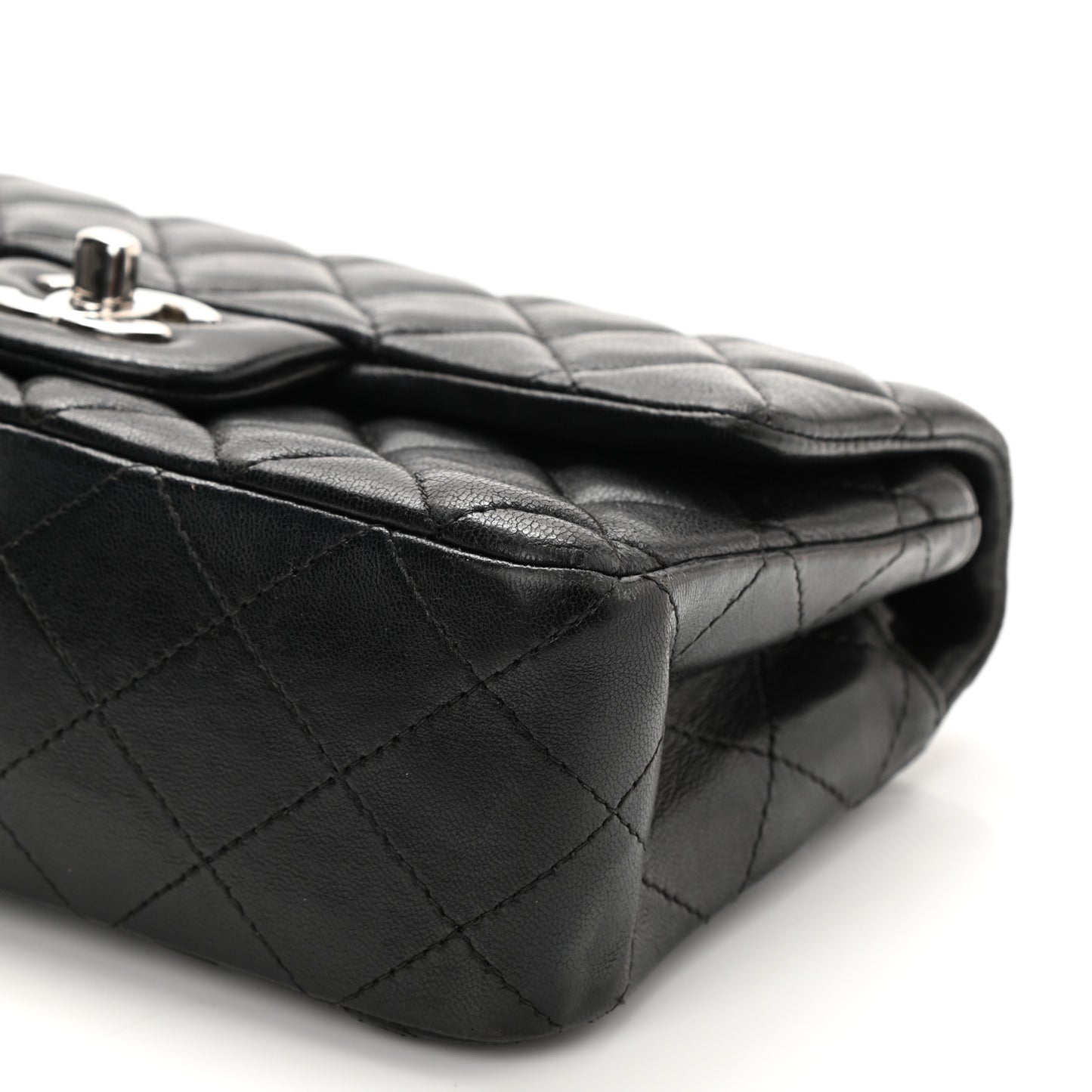 Lambskin Quilted Mini Rectangular Flap Black