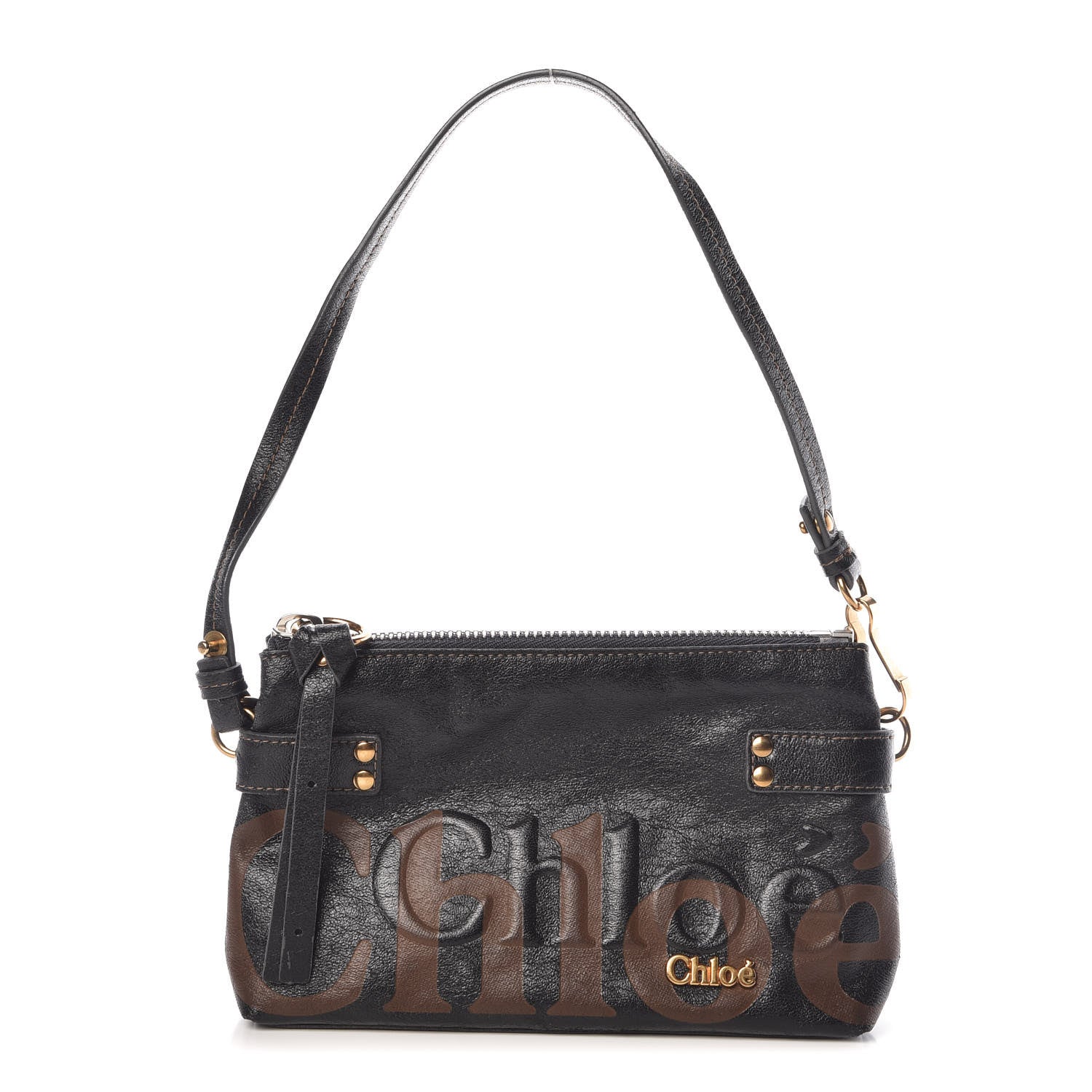 Chloe Sheepskin Embossed Logo Crossbody Black 1 of 11