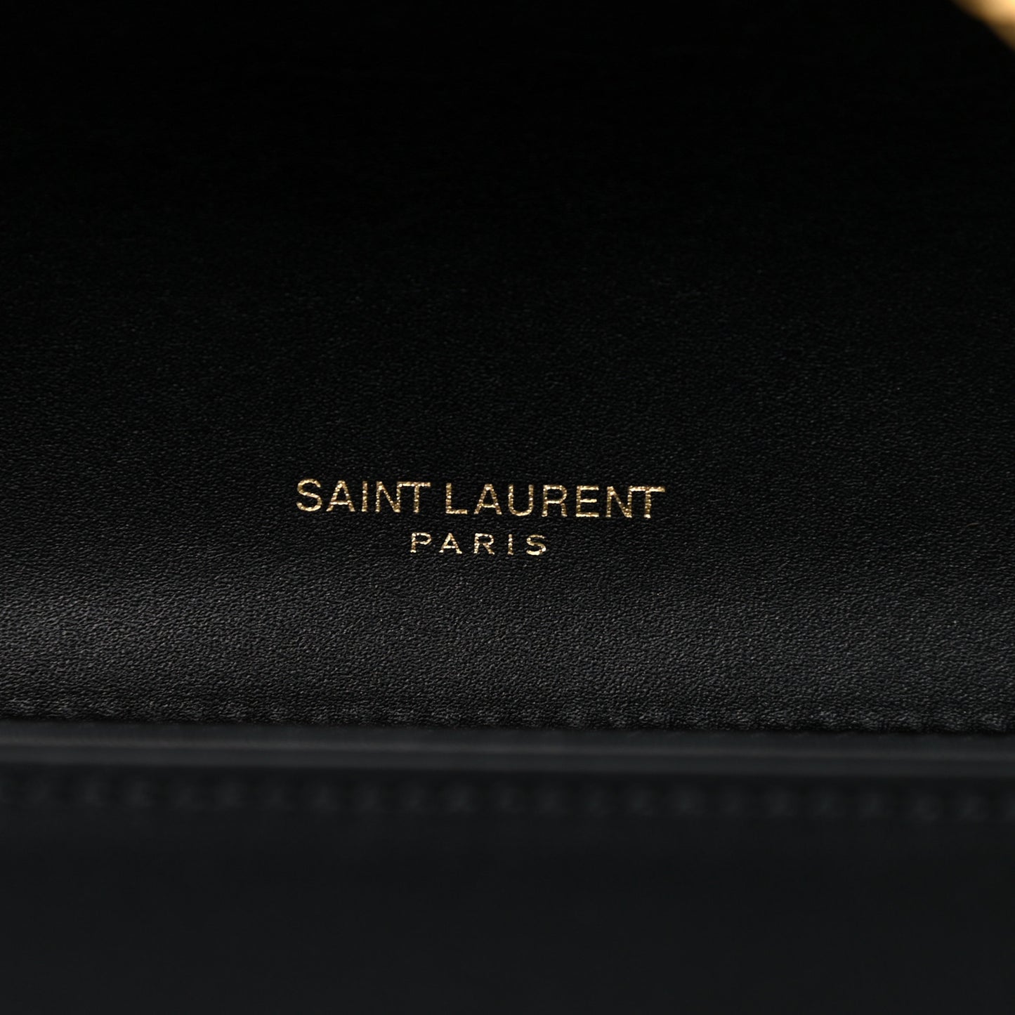 Calfskin Small Classic Monogram Kate Tassel Satchel Black