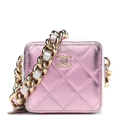 Chanel Gradient Metallic Lambskin Quilted Like A Wallet Clutch With Chain Gold Pink 1 of 9