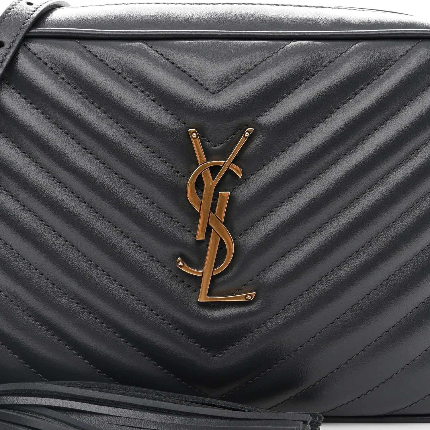 Saint Laurent Calfskin Matelasse Monogram Lou Camera Bag Storm 7 of 9