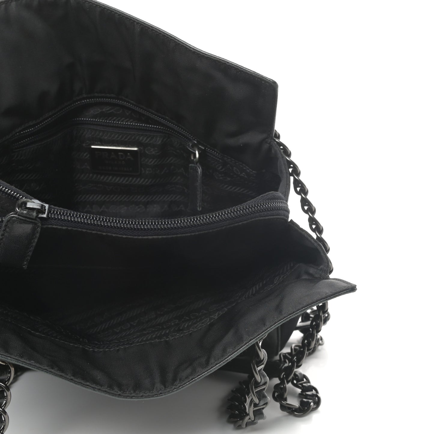 Nappa Nylon Chain Shoulder Bag Black