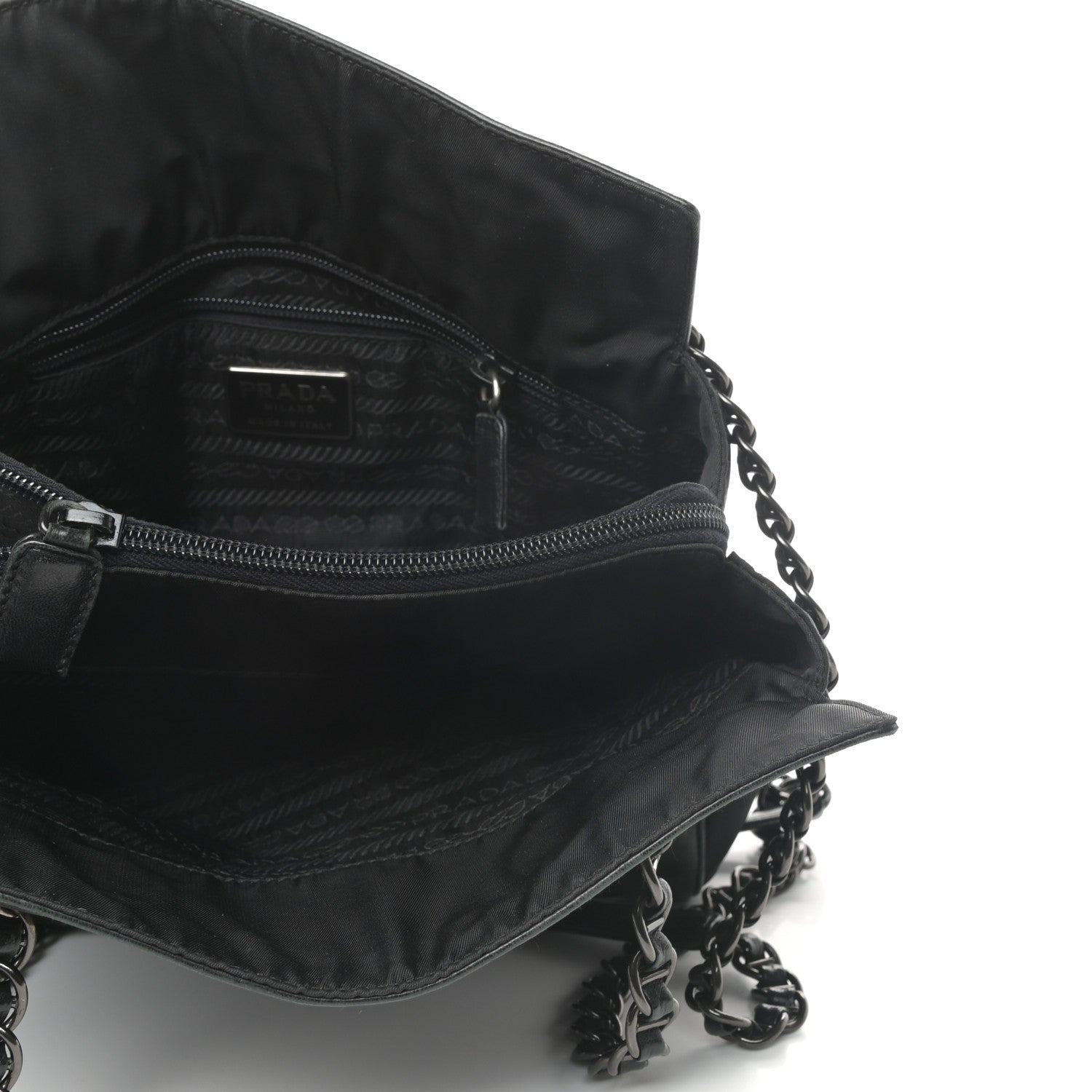 Prada Nappa Nylon Chain Shoulder Bag Black 5 of 8