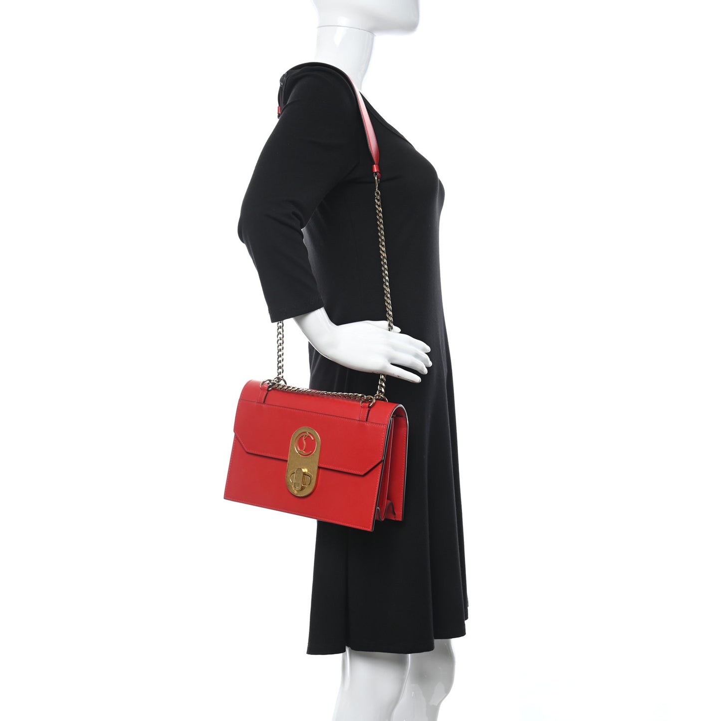 Calfskin Large Elisa Shoulder Bag Loubi