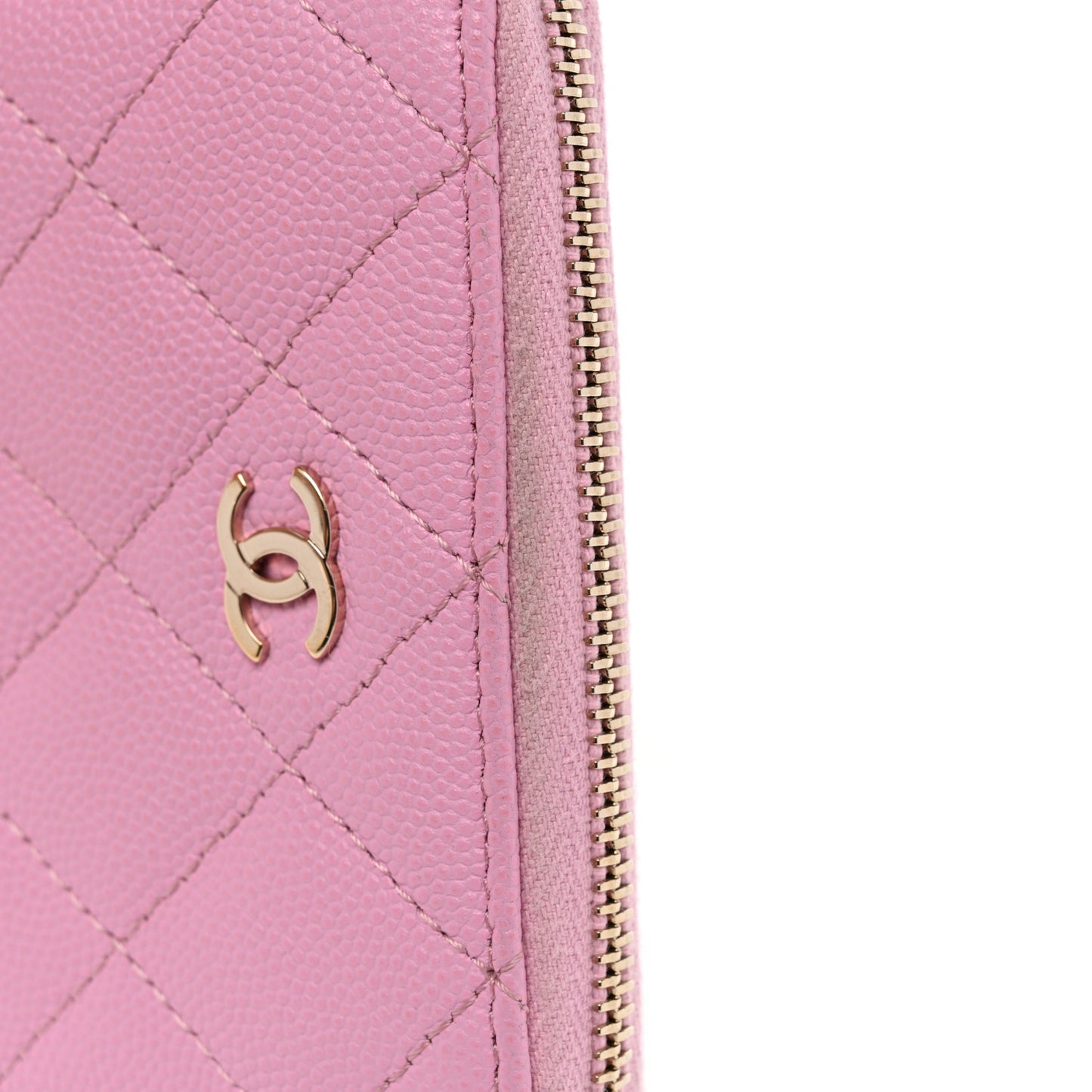 Caviar Quilted Zip Coin Purse Pink