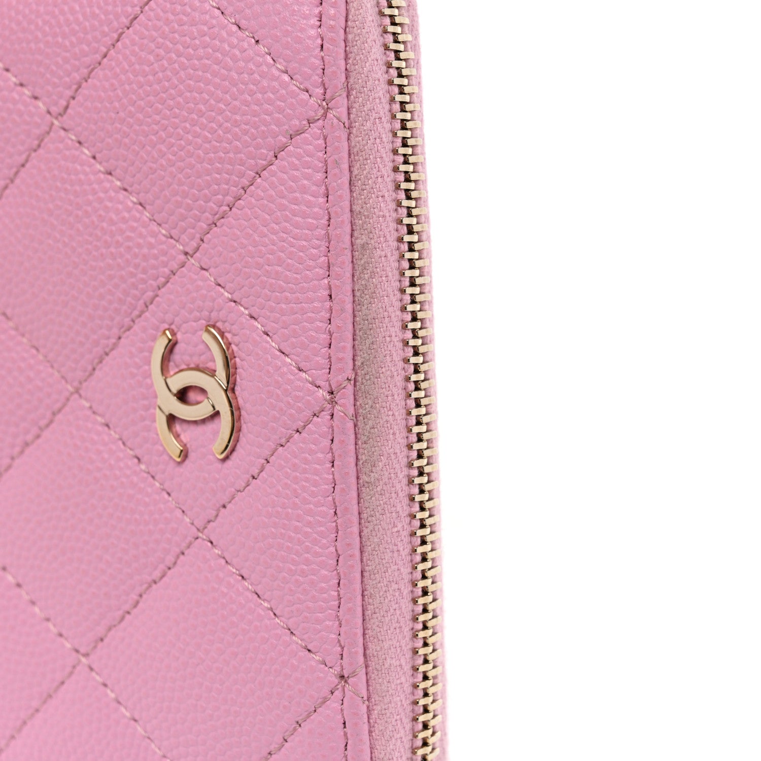 Chanel Caviar Quilted Zip Coin Purse Pink 10 of 12