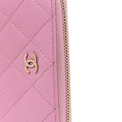 Chanel Caviar Quilted Zip Coin Purse Pink 10 of 12