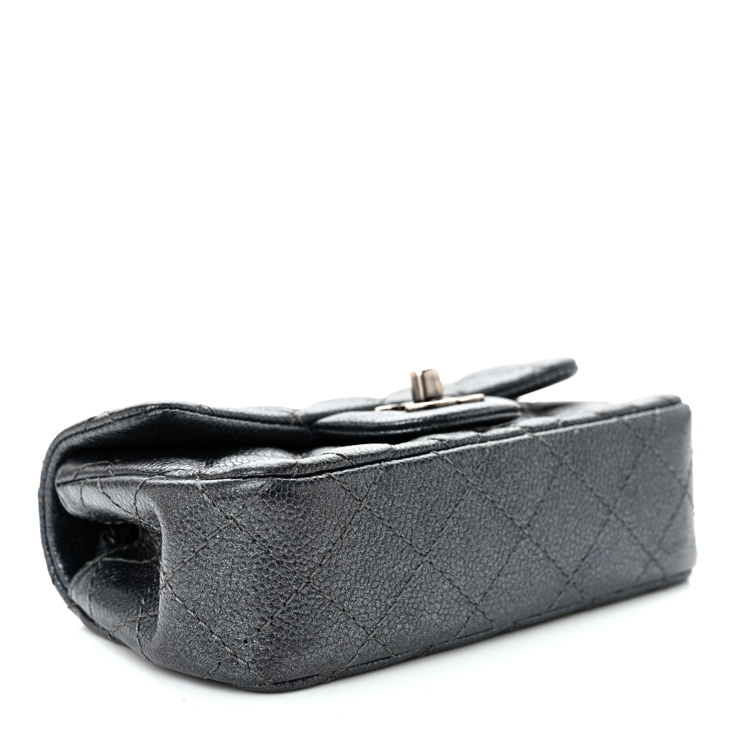 Metallic Caviar Quilted Extra Mini Flap Dark Grey