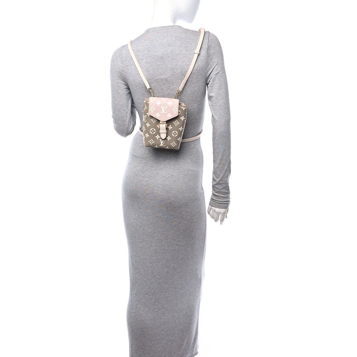 Empreinte Monogram Spring in the City Tiny Backpack Kaki Beige Cream