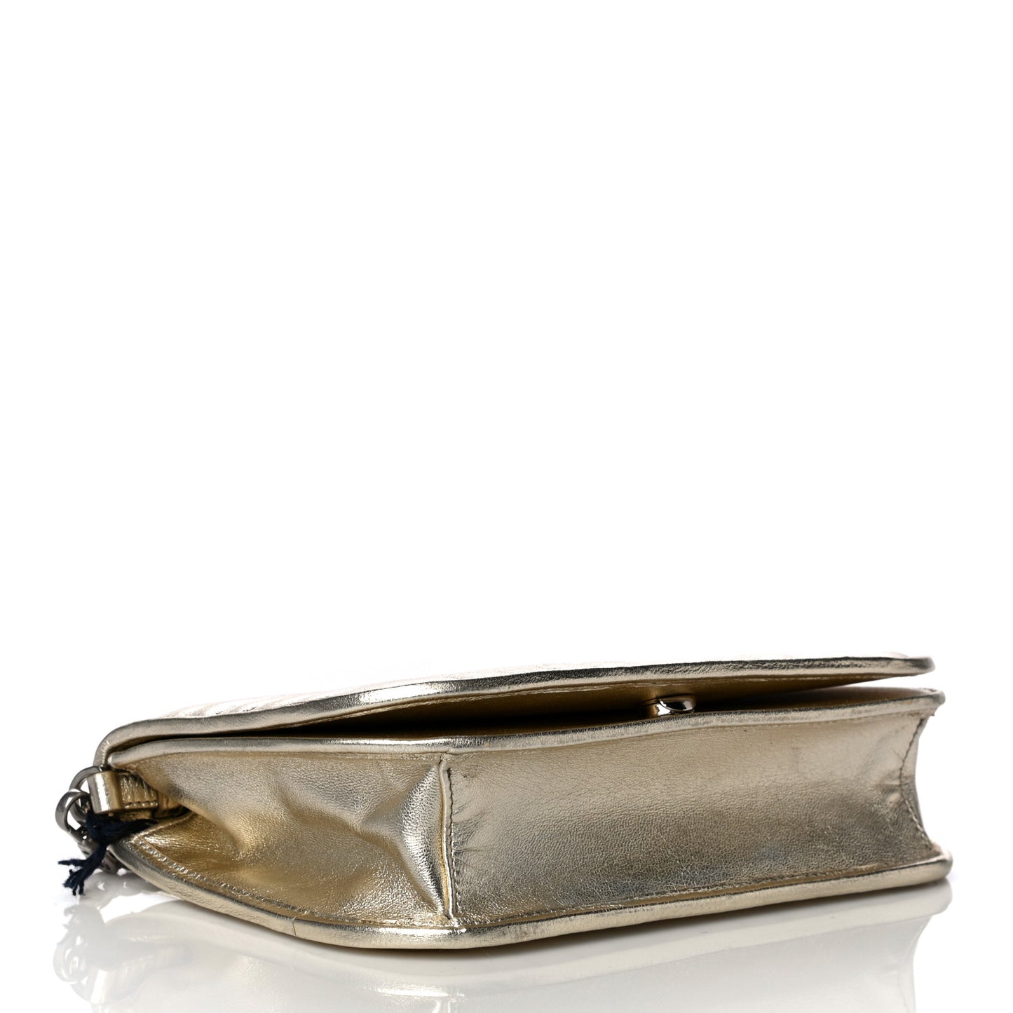 Metallic Nappa Impunture Small Diagramme Crossbody Bag Gold