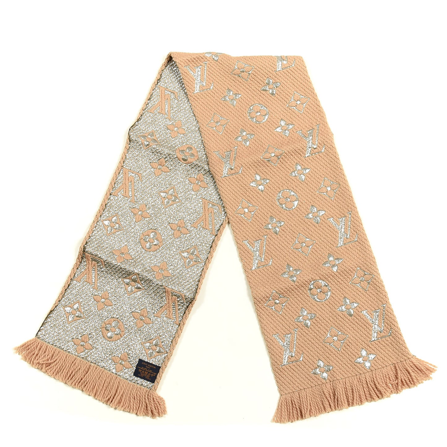 Wool Silk Logomania Shine Scarf Beige