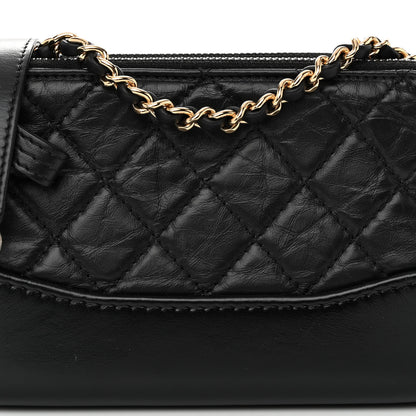 Chanel Aged Calfskin Quilted Small Gabrielle Clutch With Chain Black 9 of 11