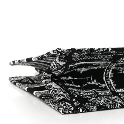 Christian Dior Canvas Embroidered Medium Plan De Paris Book Tote Black White 9 of 10