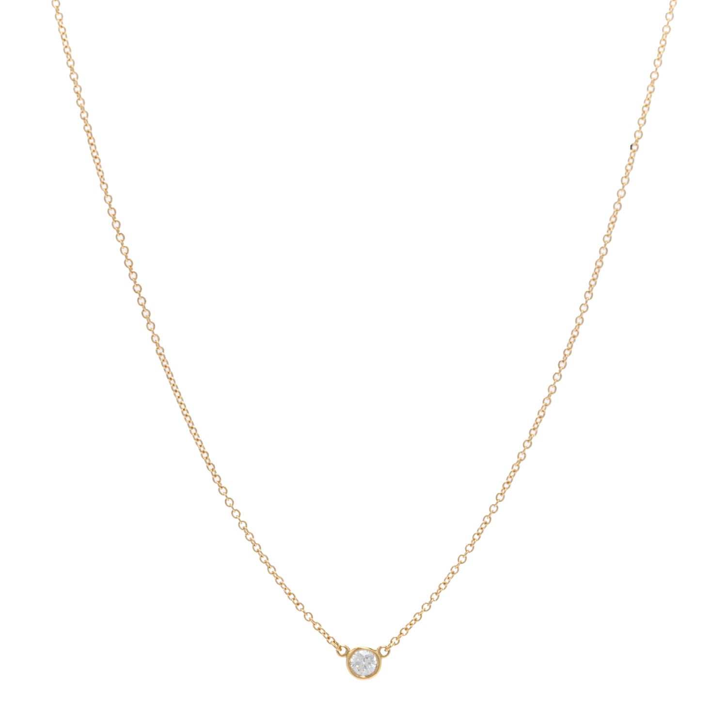 Tiffany 18K Yellow Gold Diamond .12ct Elsa Peretti Diamonds by the Yard Pendant Necklace 1 of 5