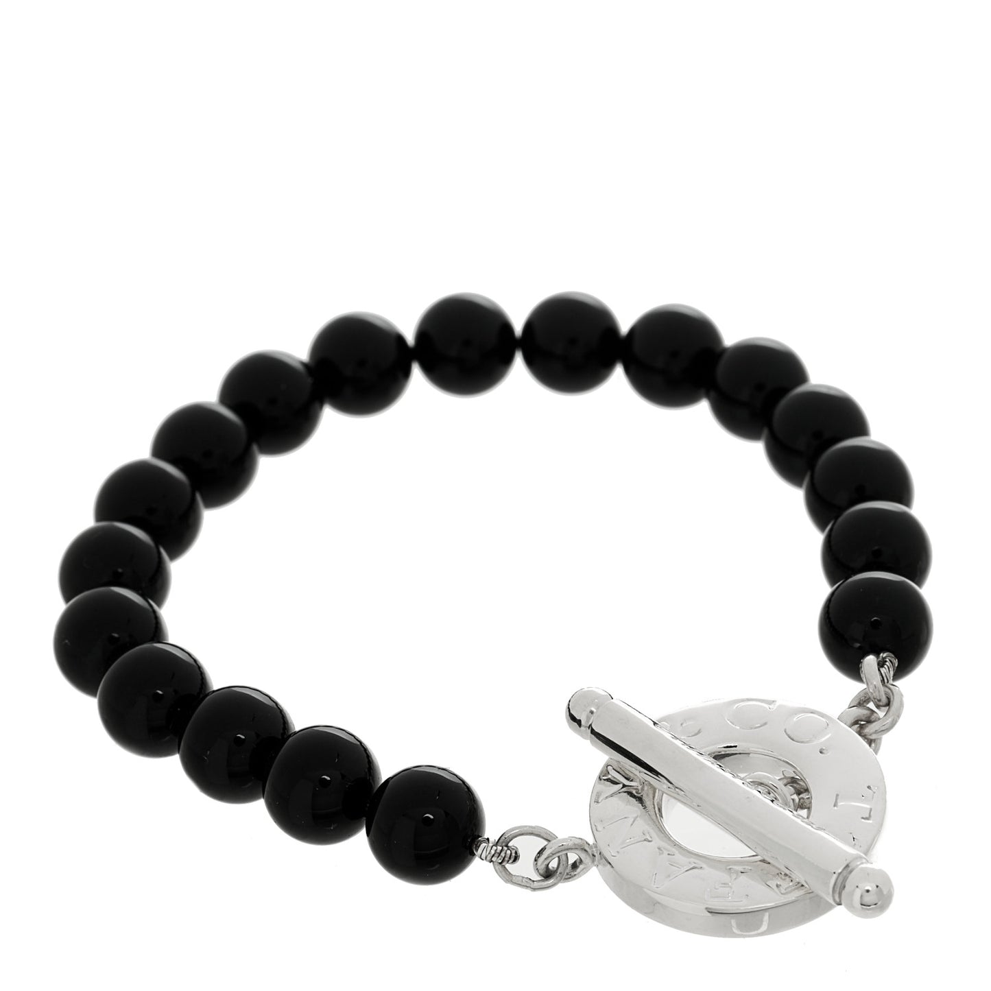 Sterling Silver Black Onyx Bead Toggle Bracelet