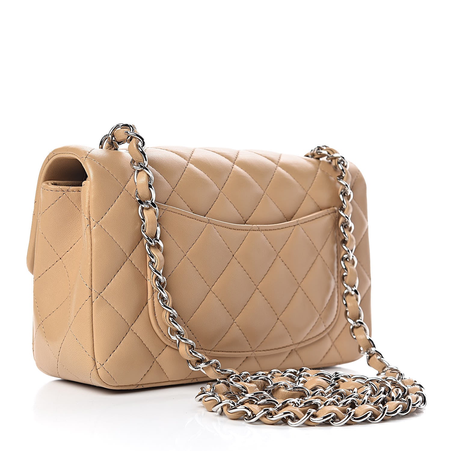 Chanel Lambskin Quilted Mini Rectangular Flap Beige 3 of 11