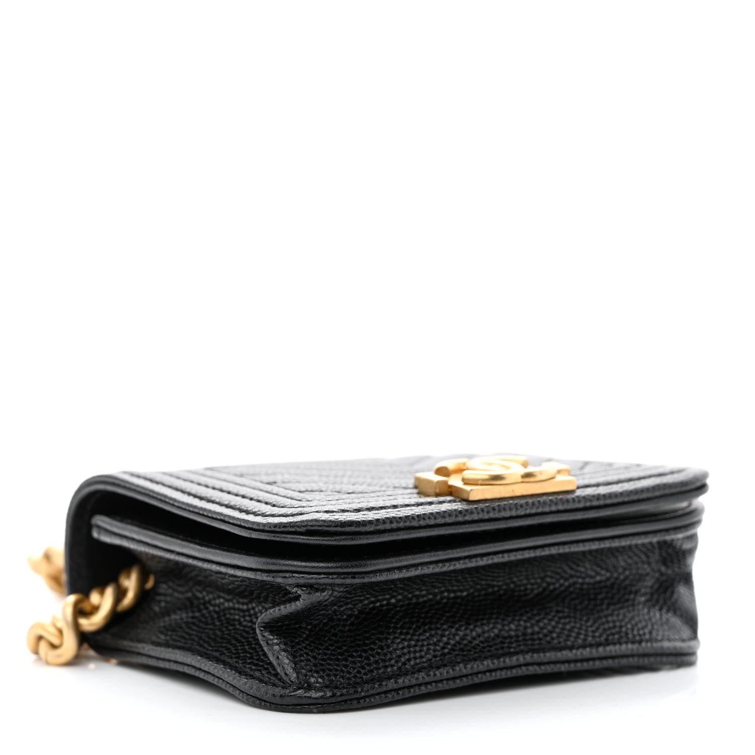 Chanel Caviar Chevron Quilted Boy Flap Waist Belt Bag Black 4 of 12