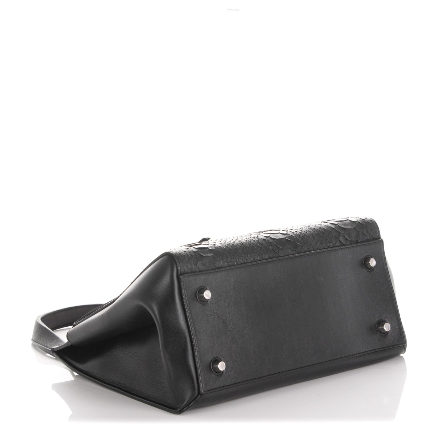 Python Smooth Calfskin Medium Edge Shoulder Bag Black