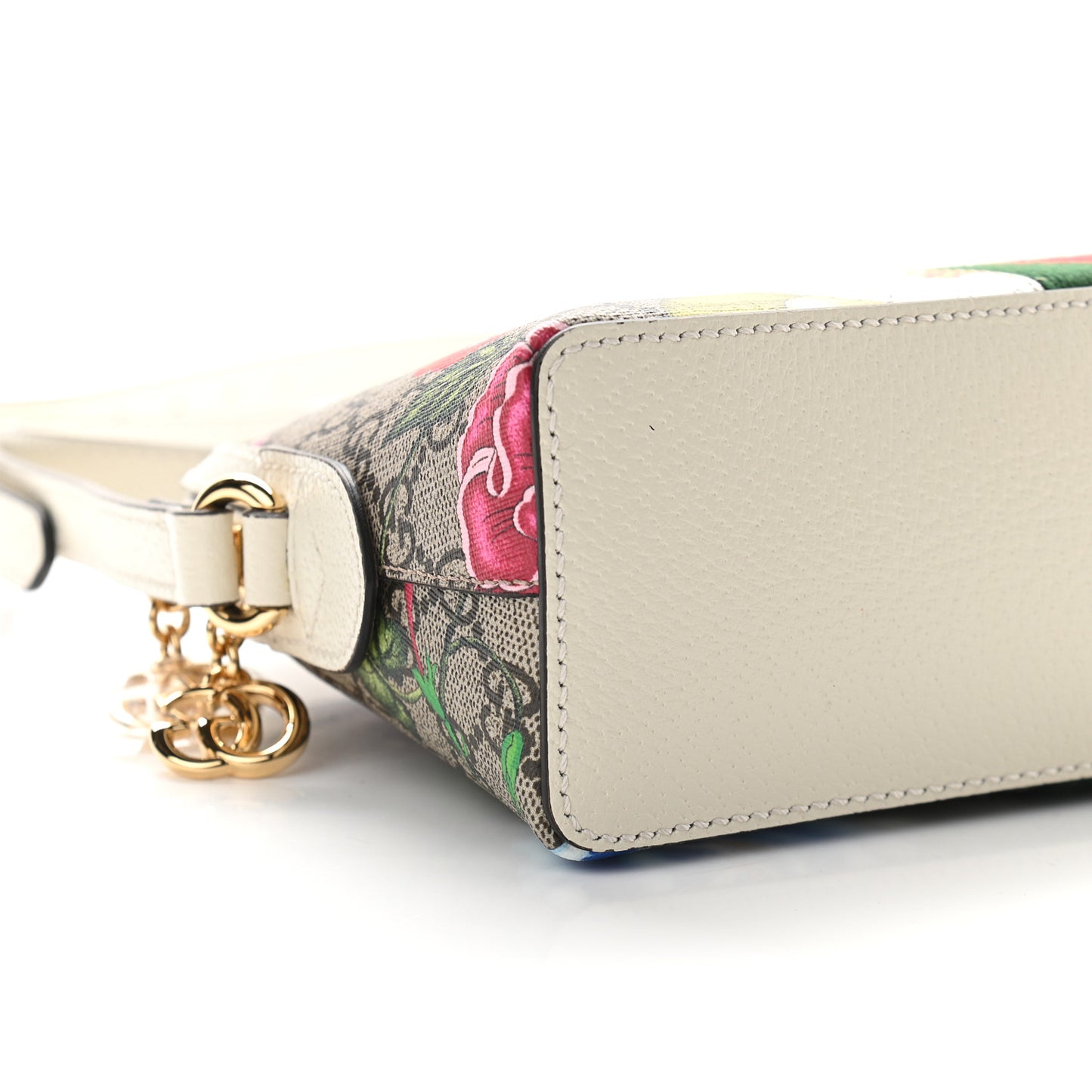 GG Supreme Monogram Flora Web GG Small Ophidia Dome Shoulder Bag White