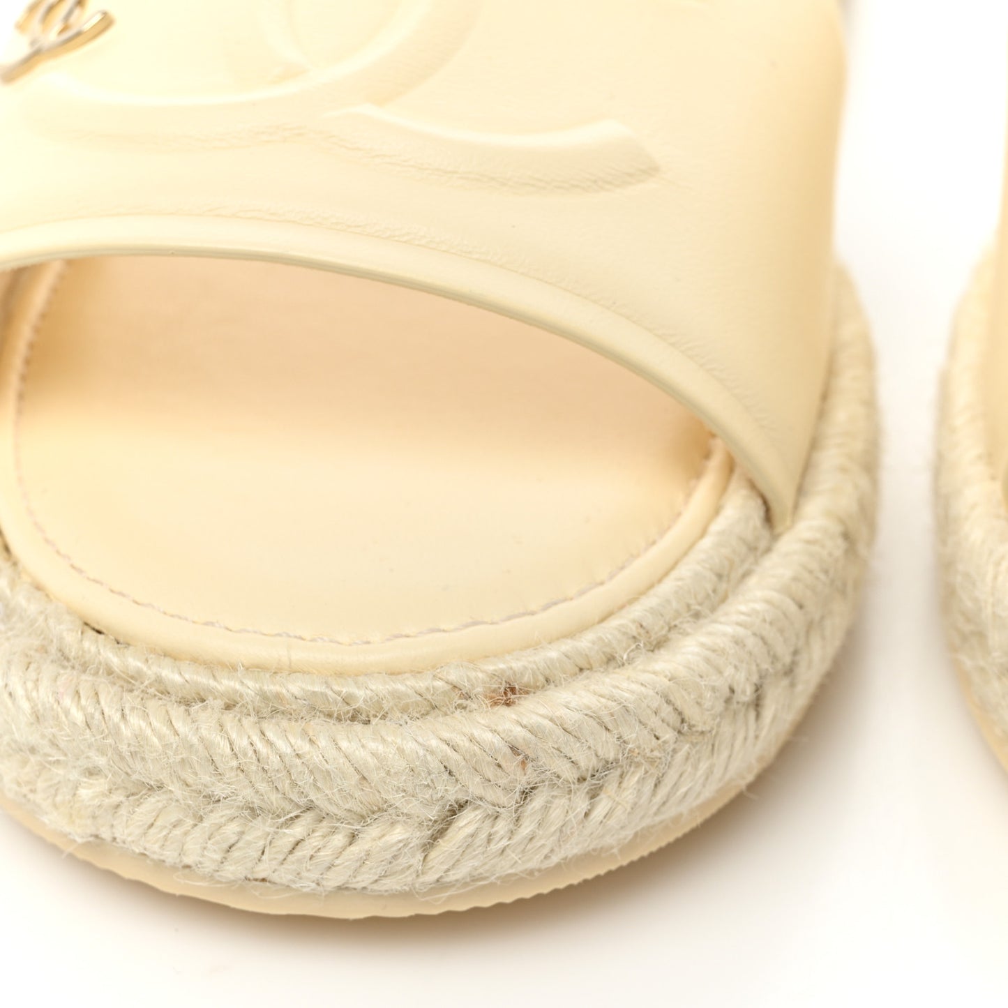 Lambskin CC Espadrille Slip On Sandals 41 White