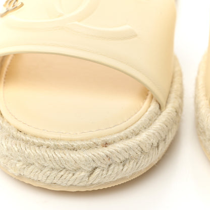 Chanel Lambskin CC Espadrille Slip On Sandals 41 White 9 of 10