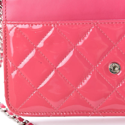 Chanel Patent Quilted Wallet On Chain WOC Fuchsia 12 of 12