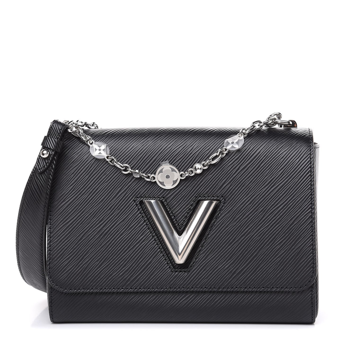 Epi Crystal Embellished Twist Shoulder Bag MM Black