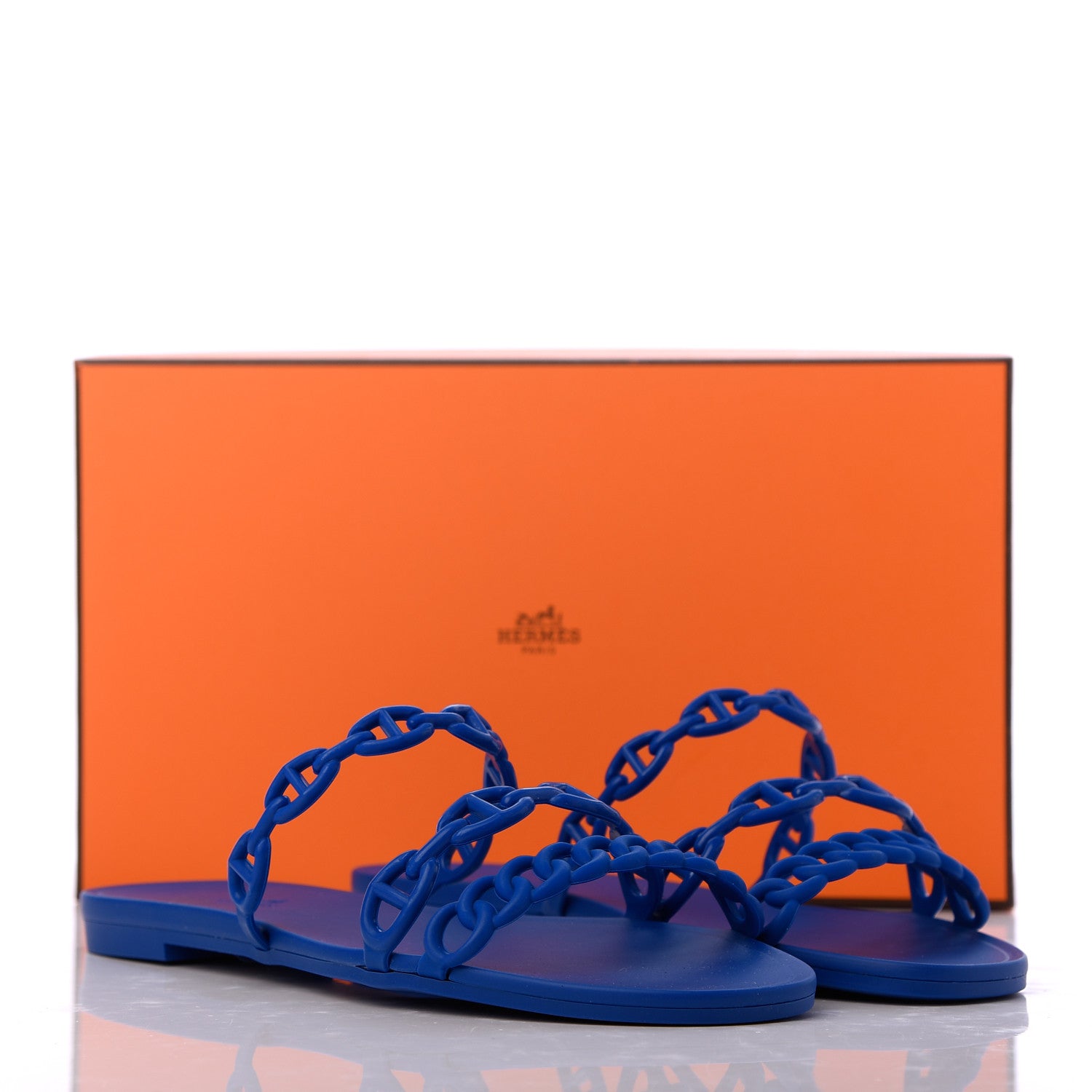 Hermes Rubber Chaine d'Ancre Rivage Sandals 38 Bleu Smalt 10 of 10
