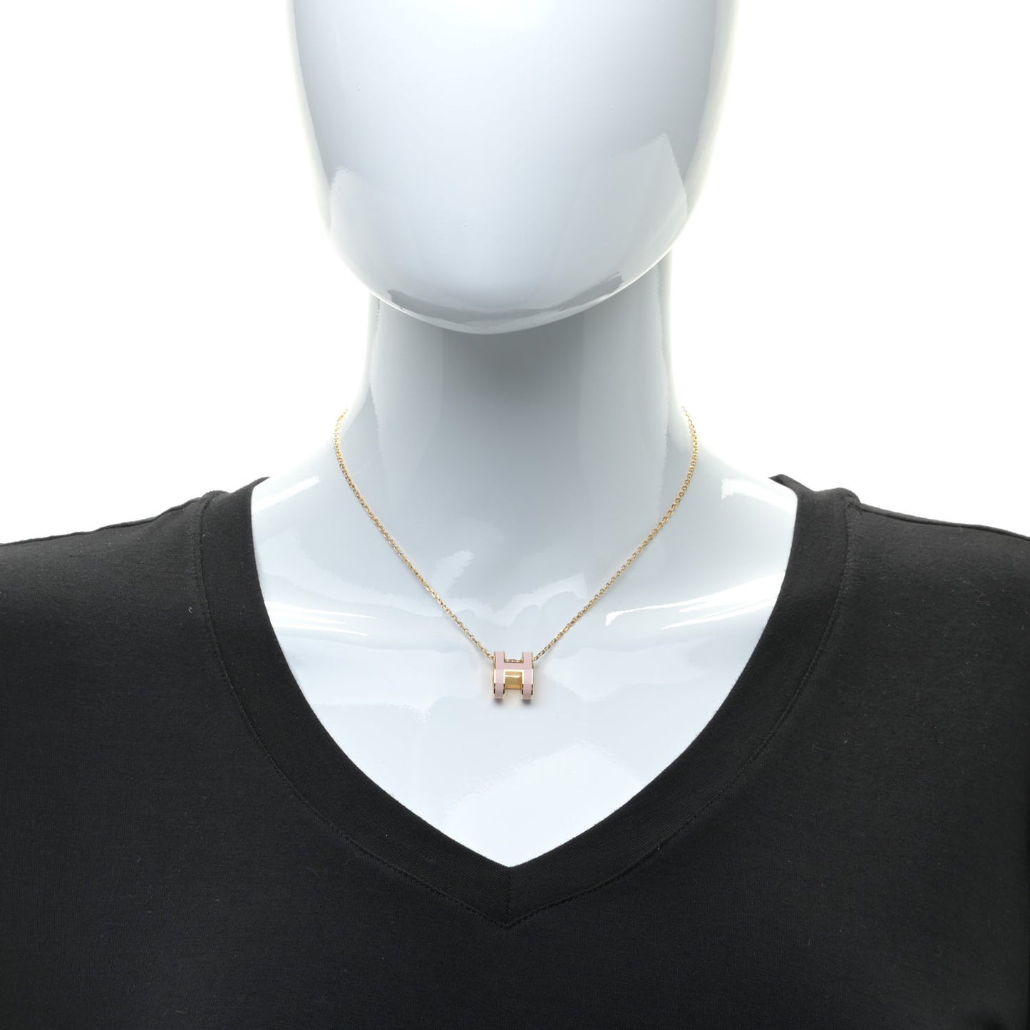 Lacquered Gold Pop H Pendant Necklace Rose Sakura