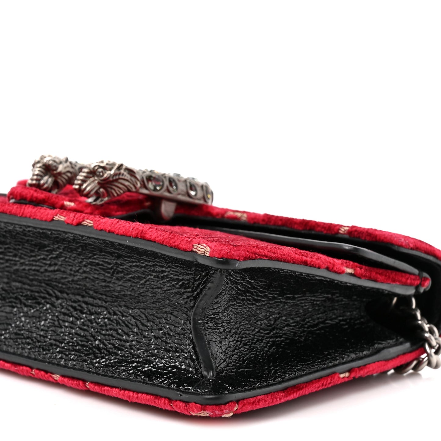 Velvet GG Monogram Super Mini Dionysus Shoulder Bag Red Cipria Black