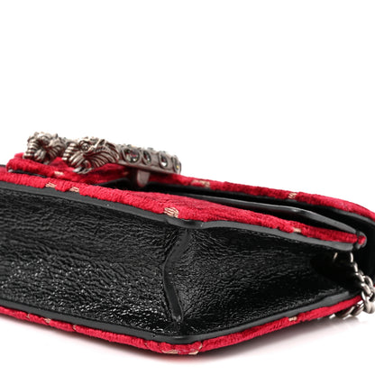 Gucci Velvet GG Monogram Super Mini Dionysus Shoulder Bag Red Cipria Black 7 of 8