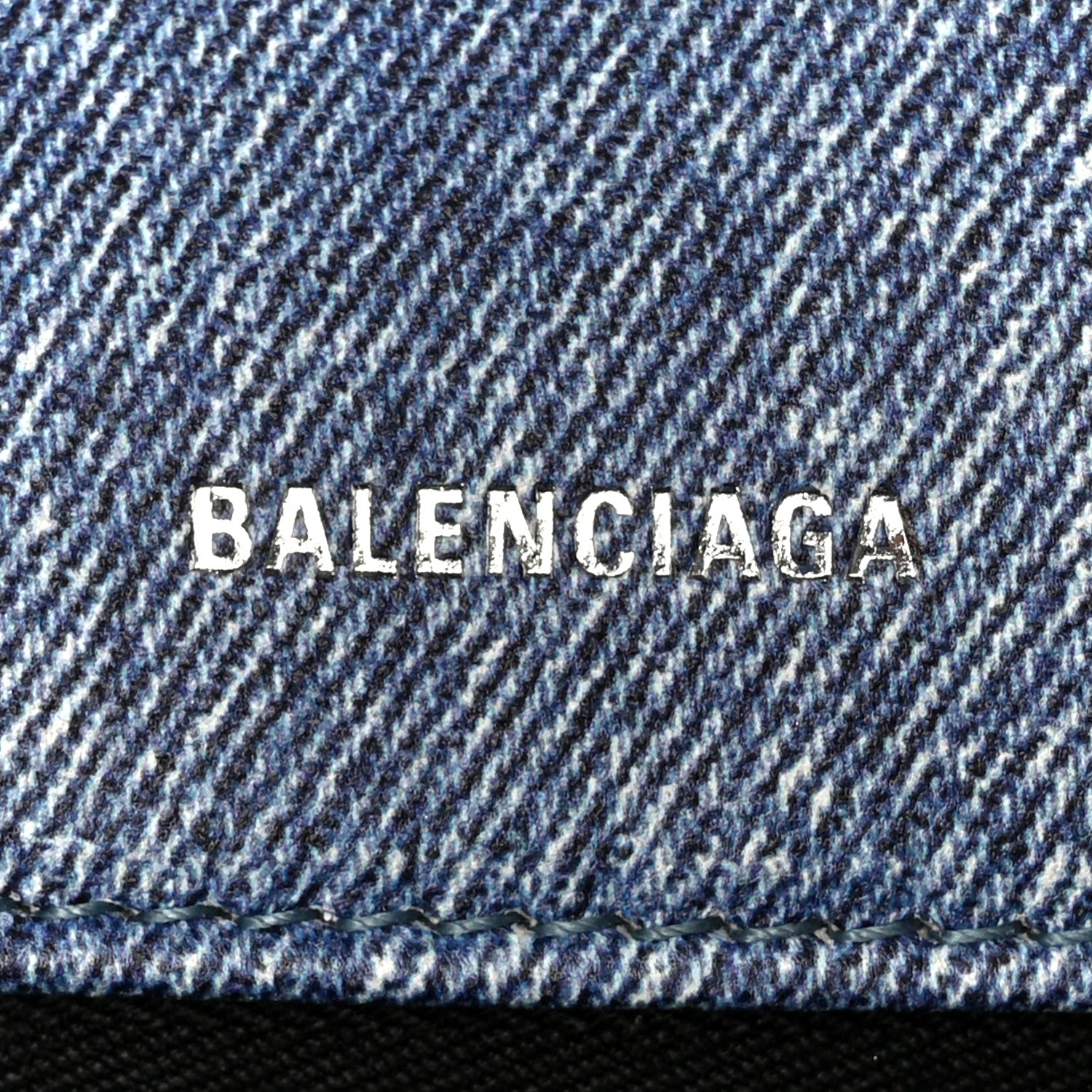 Balenciaga Nappa Denim Printed Small Hourglass Top Handle Bag Denim Blue 6 of 11