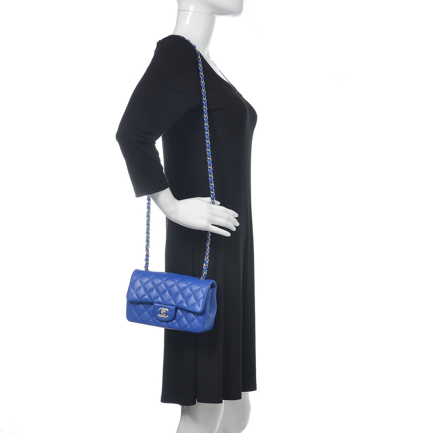 Lambskin Quilted Mini Rectangular Flap Royal Blue