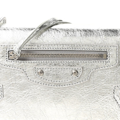 Balenciaga Metallized Arena Lambskin Classic Silver Hardware Le City Wallet On Chain Silver 7 of 9