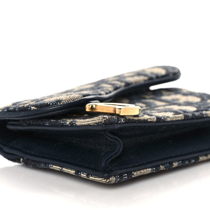 Christian Dior Oblique Saddle Card Holder Blue 8 of 10