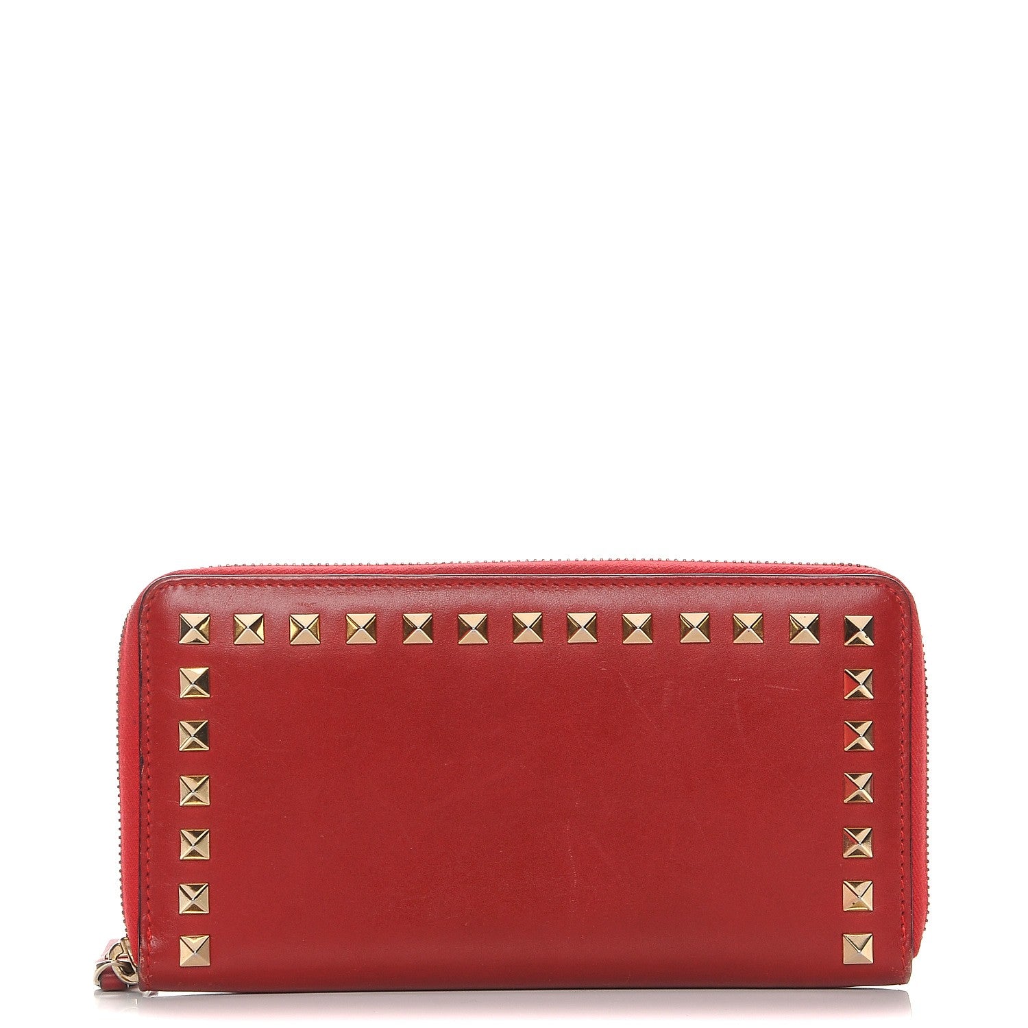 Valentino Garavani Calfskin Rockstud Zip Around Wallet Rosso Valentino 1 of 13