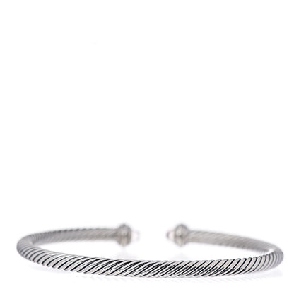 David Yurman Sterling Silver Morganite Diamond 4mm Cable Classics Bracelet 3 of 4