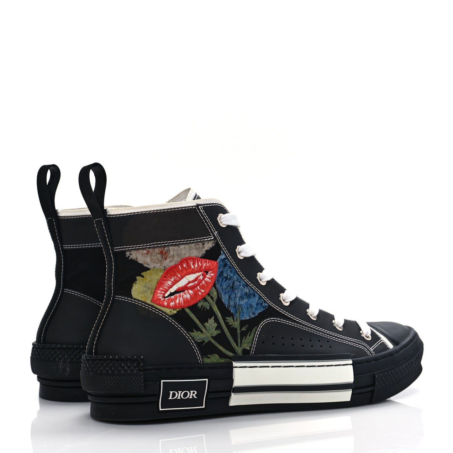 X RAYMOND PETTIBON Technical Canvas Lip Flower Mens B23 High Top Sneakers 42 Black
