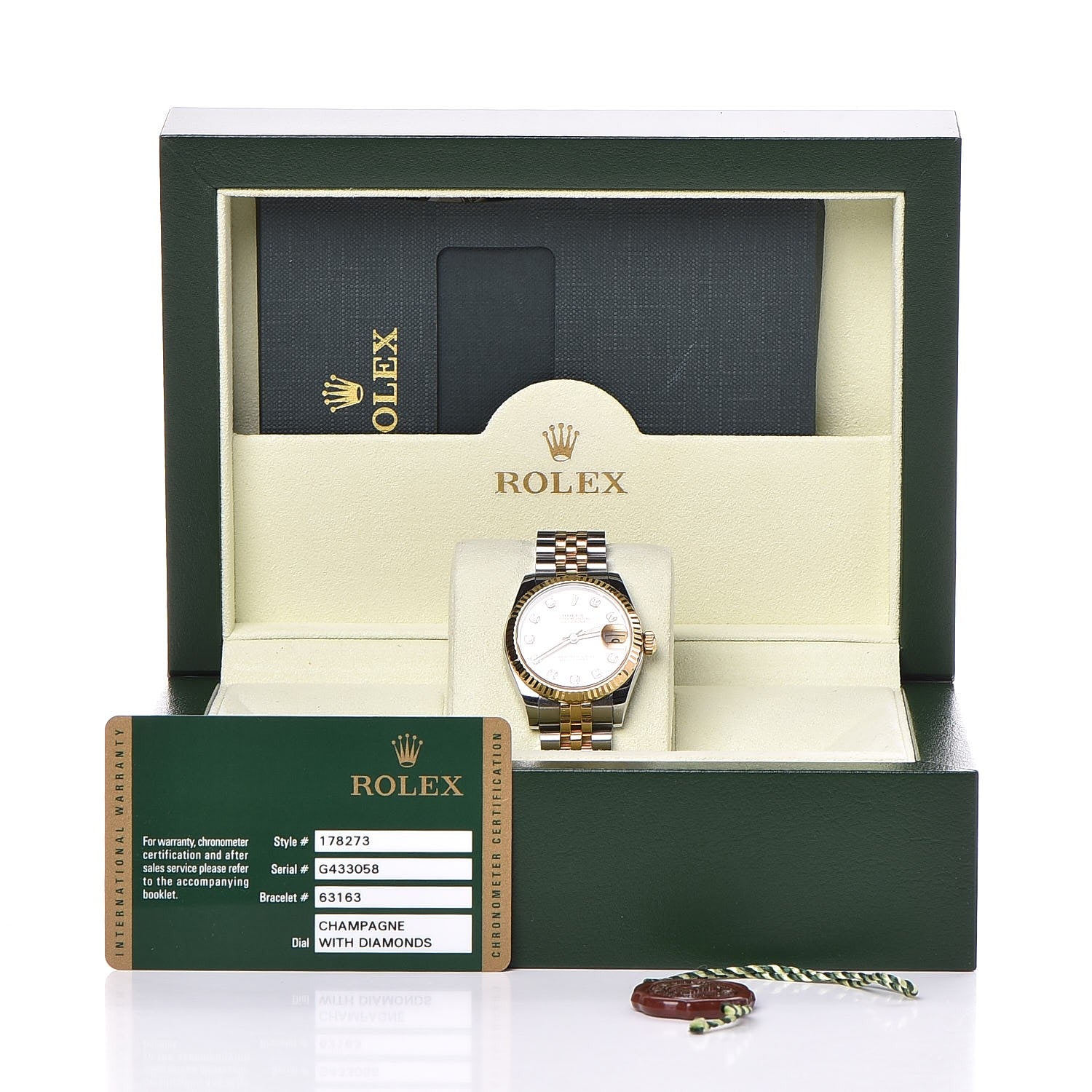 Rolex Stainless Steel 18K Yellow Gold Diamond 31mm Oyster Perpetual Datejust Watch Champagne 178273 8 of 8
